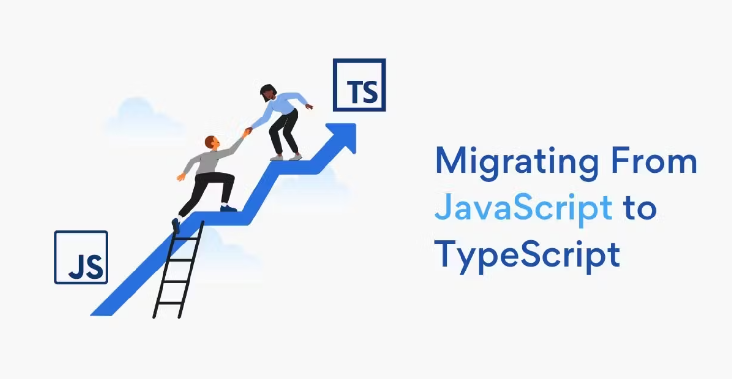 This image shows a cartoon about migrating from JavaScript to TypeScript