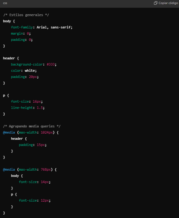 Image showing grouped media queries