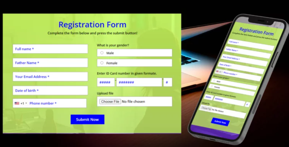 A comparison of a desktop versus mobile form is shown.